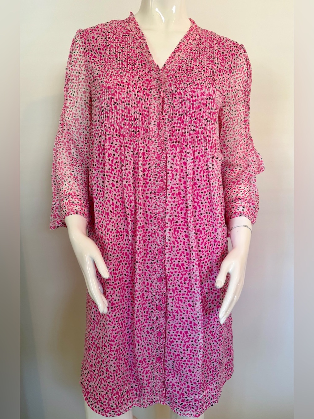 Diane von Furstenberg DVF Layla Pink Floral Silk Dress Sea Daisy Size 8 Babydoll
